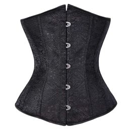 Women's Lace Up Boned Lingerie Bridal Underbust Corset Top Low Back, Black