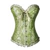 Women's Vintage Floral Jacquard Bridal Overbust Bustier Corset Top, Green