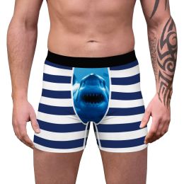 Men's Cow Print Boxer Brief Funny Stretch Trunks Underwear (Color: Blue, size: M)