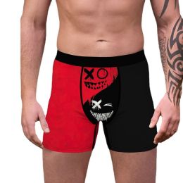 Men's Cow Print Boxer Brief Funny Stretch Trunks Underwear (Color: black red, size: S)