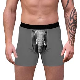 Men's Cow Print Boxer Brief Funny Stretch Trunks Underwear (Color: Grey, size: XL)