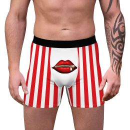 Men's Cow Print Boxer Brief Funny Stretch Trunks Underwear (Color: white red, size: XL)